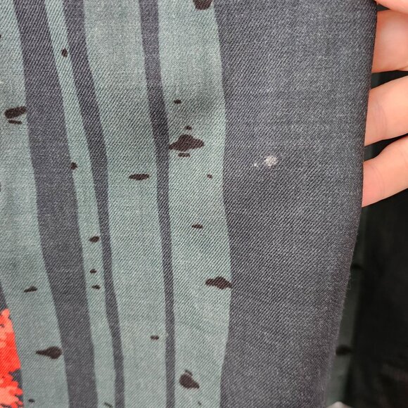 J. Peterman Midi Skirt 12 Wool Lined Pleated Tree Print Gray Red Preppy Fairy - Picture 11 of 12